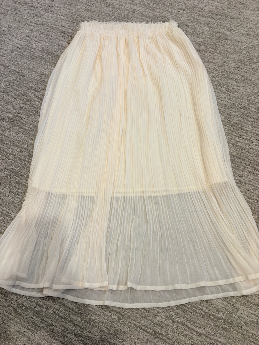 Oak + Fort Ivory Cream Pleated Sheer Midi Maxi Skirt Elastic Waist - Picture 4 of 8